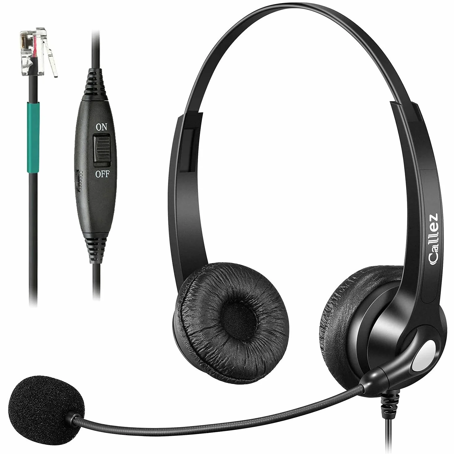 Cuffie Telefono Fisso RJ9 con Microfono a Cancellazione del Rumore, Auricolare Telefonica per Fanvil X1 X4 X7C Polycom VVX411 VVX500 Gigaset DA310 DA710 Unify Siemens Openstage 15 Call Center Ufficio