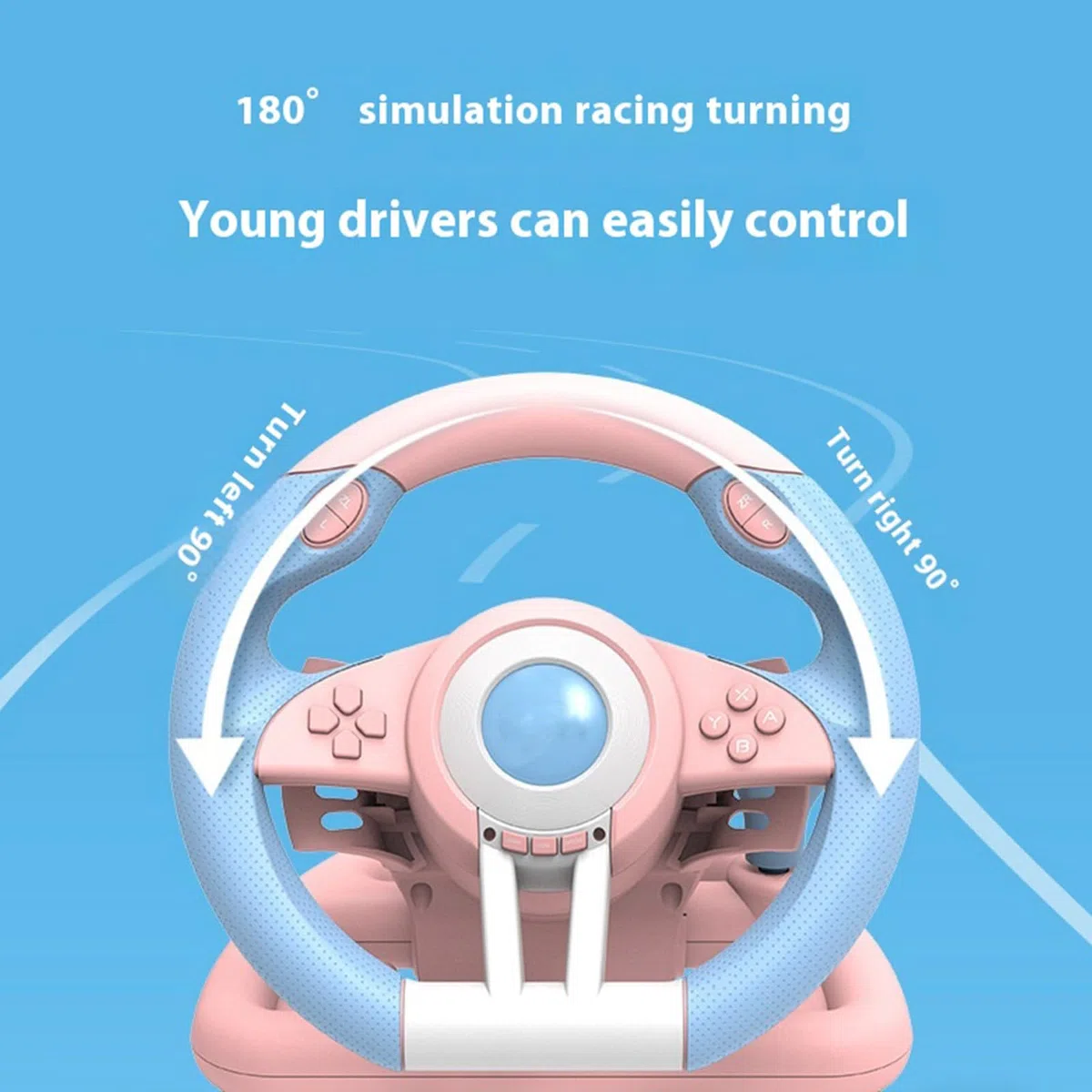 VIVIWI Gioco Racing Wheel con Pedali per Piattaforma Multipla 180 Gradi Rotazione Simulatori di Guida USB Volante da Corsa