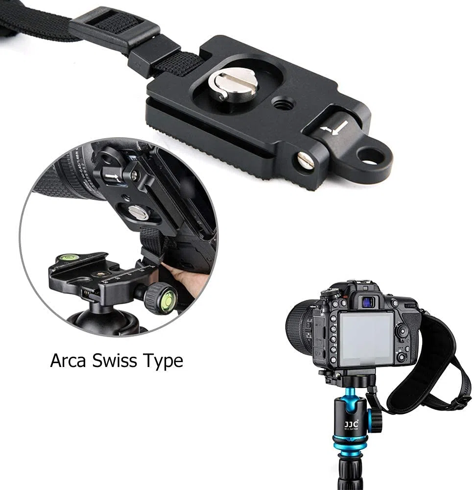 JJC - Cinghia da polso per fotocamera DSLR con targhetta Arca Swiss per Can. Nik. (nero)