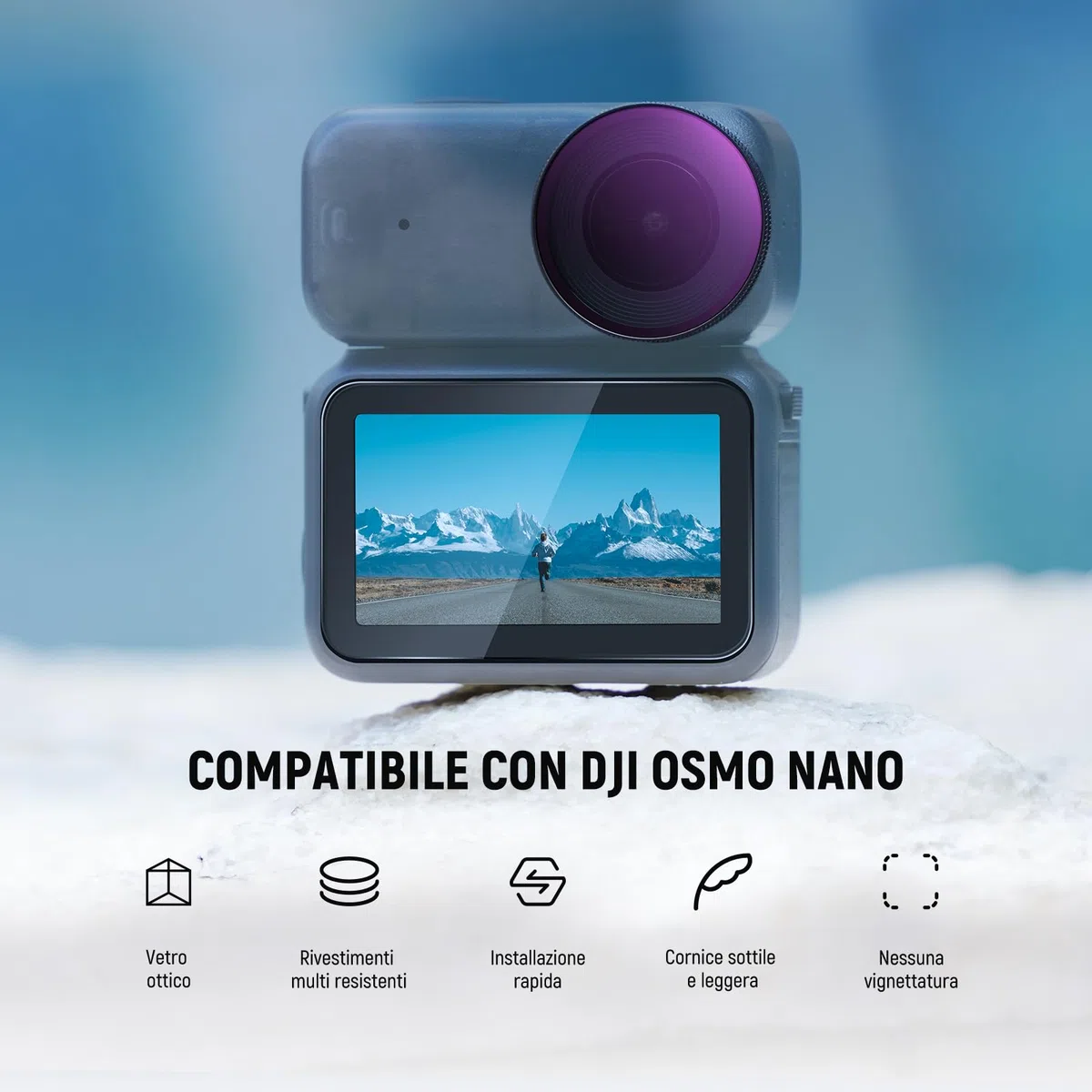 NEEWER Set di Filtro ND Compatibile con DJI Osmo Nano, ND8/16/32/CPL, Filtri a Densità Neutra Avvitabile in Vetro Ottico Multistrato per Obiettivo Action Cam, Accessori con Protezione Schermo, 4 Pezzi