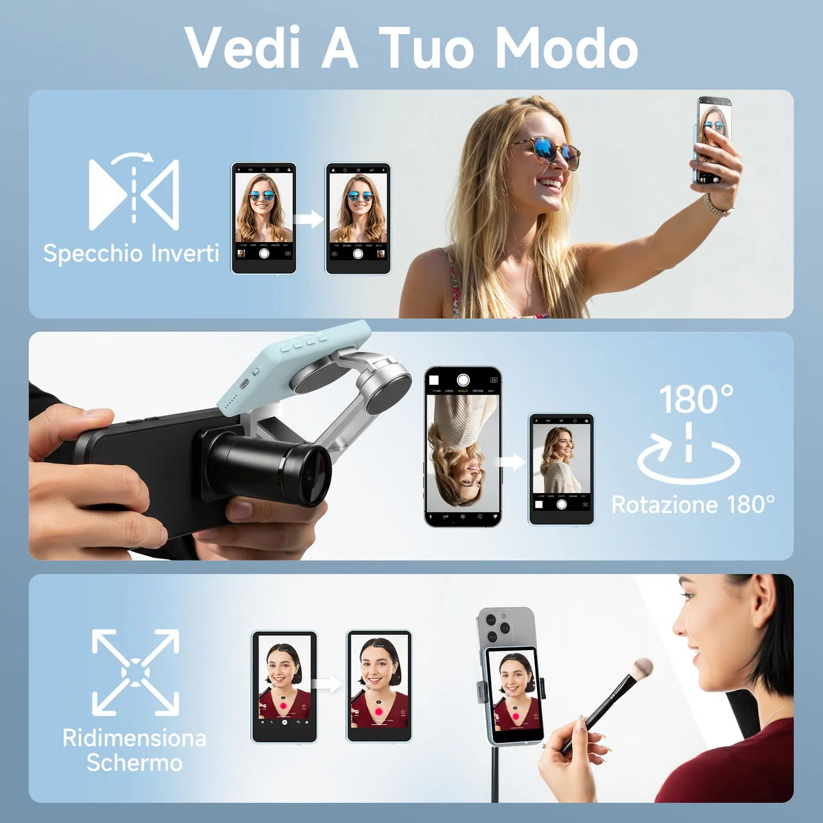 SYNCO XView Vlog Selfie Monitor Schermo 4K per iPhone e Android, Wireless Magnetico Telecamera Posteriore Phone Monitor con Gamma 164FT, Batteria 3H, Altoparlante Integrato per Youtube TikTok (Blu)