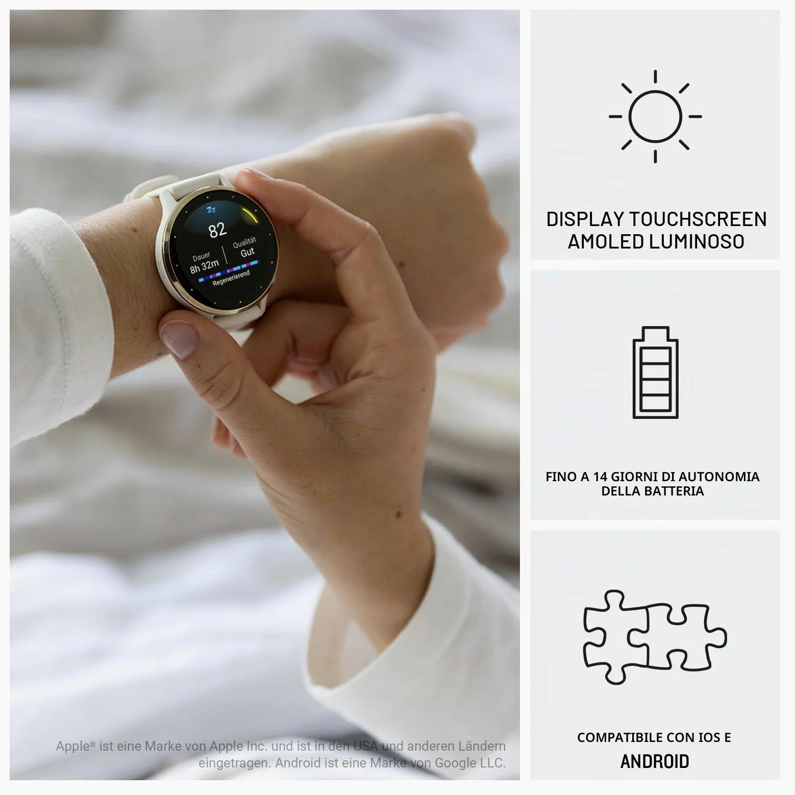 Garmin Venu 3S, Smartwatch AMOLED 1,2", Cassa 41mm, Microfono e Speaker, Musica, Pay, +30 App sport, GPS, Cardio, SpO2, Autonomia 10 giorni (Ivory & Soft Gold) (Ricondizionato)