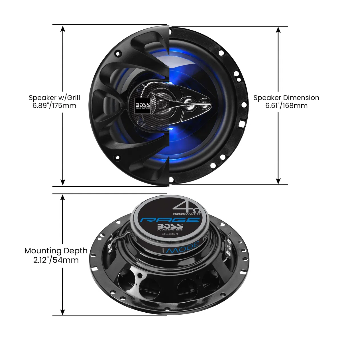 Boss Audio Systems Rage 6.5" 4-way 300W Full Range Speaker Rotondo 4-vie 300W 2pezzo(i) altoparlante auto