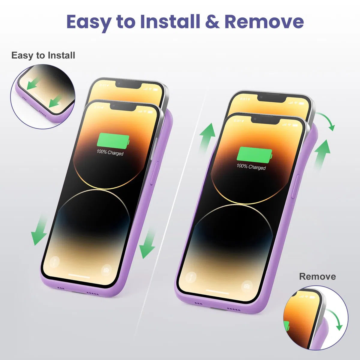 Custodia a batteria per iPhone 14/13 Pro/13, [7500 mAh] ricaricabile, con pellicola protettiva, caricabatterie portatile, potente power bank per iPhone 14/13 Pro/13