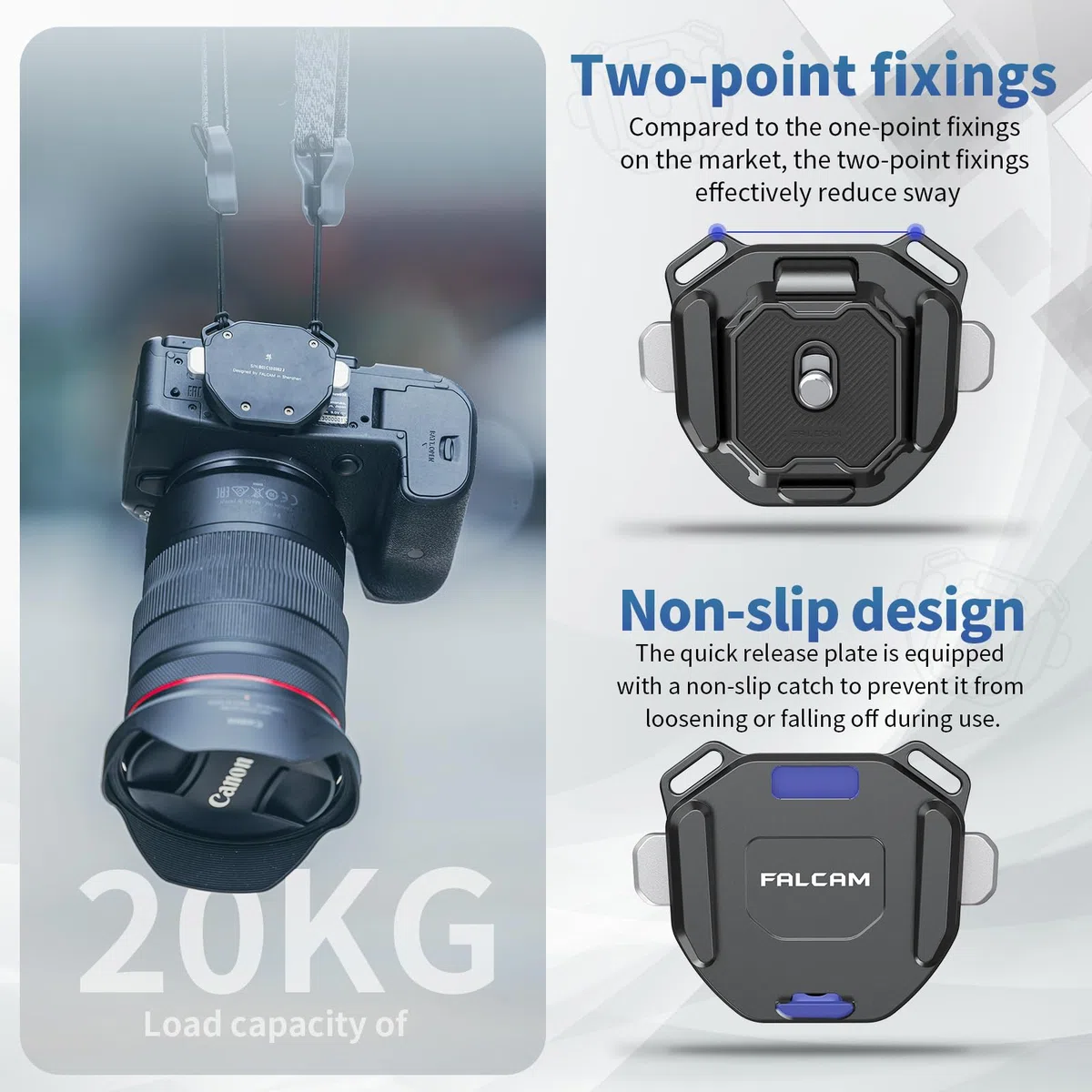 FALCAM F38 V2 Kit Supporto per tracolla per fotocamera con sgancio rapido, piastra QR per supporto per treppiede della fotocamera