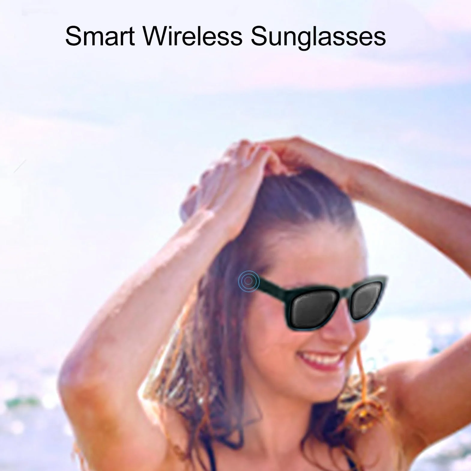 Occhiali da Sole con Conduzione Ossea, Wireless 5.0, Microfono HD, Batteria a Lunga Durata per Guida, Spiaggia, Vacanze (BLACK)