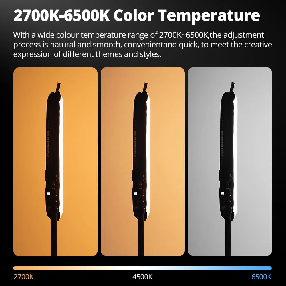 Ambitful 2pcs GC12 12W 2700K-6500K BI-Color stabile palmare luce LED, CRI 95+, batteria al litio integrata da 18,5 Wh per tiro all'aperto luce palla gonfiabile