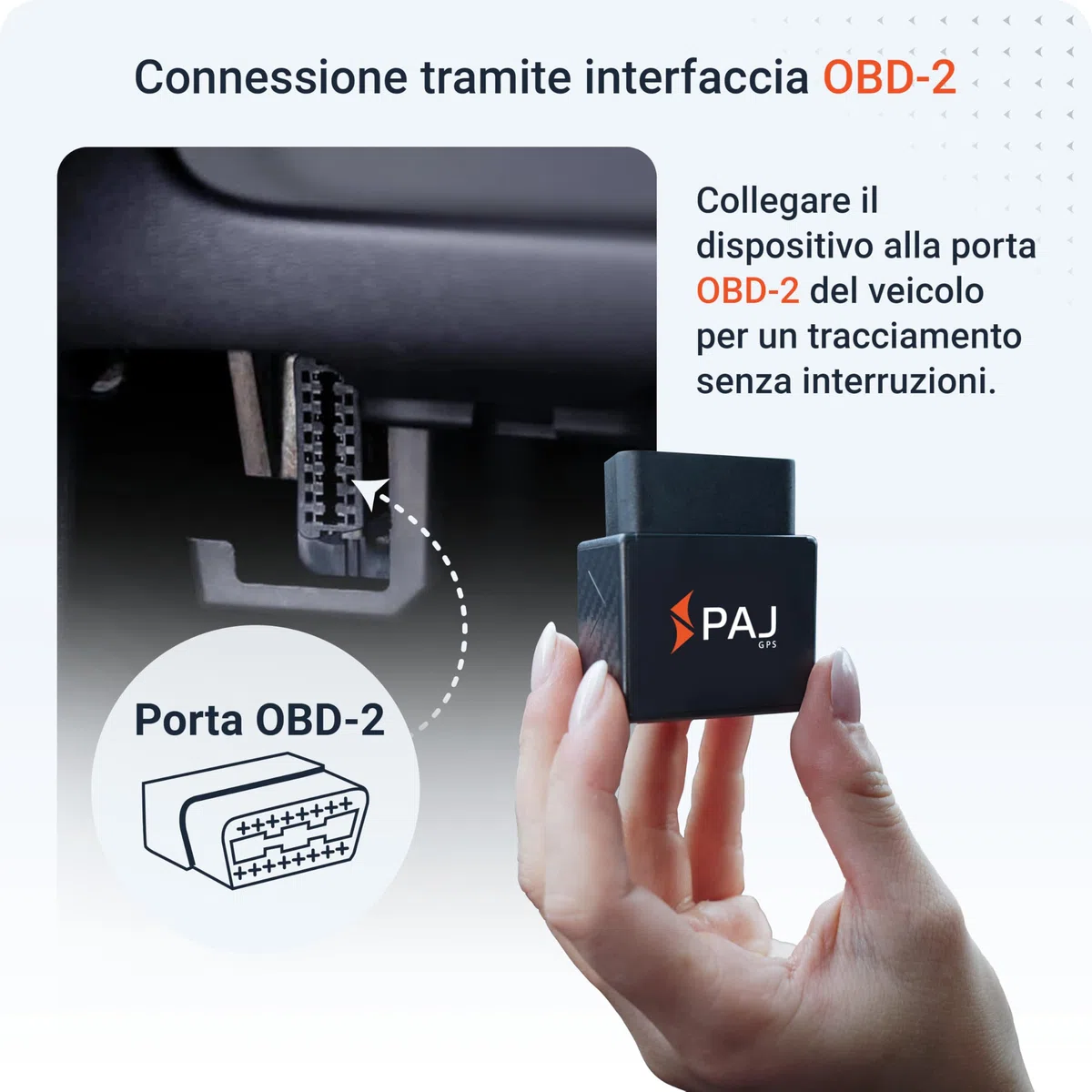 PAJ CAR OBD Finder 4G 2.0, Localizzatore GPS Auto, Camion e altri Veicoli, Collegamento Diretto Presa OBD, Tracciamento Tempo Reale via App, Vari Allarmi Impostabili, 365gg Archivio Percorsi