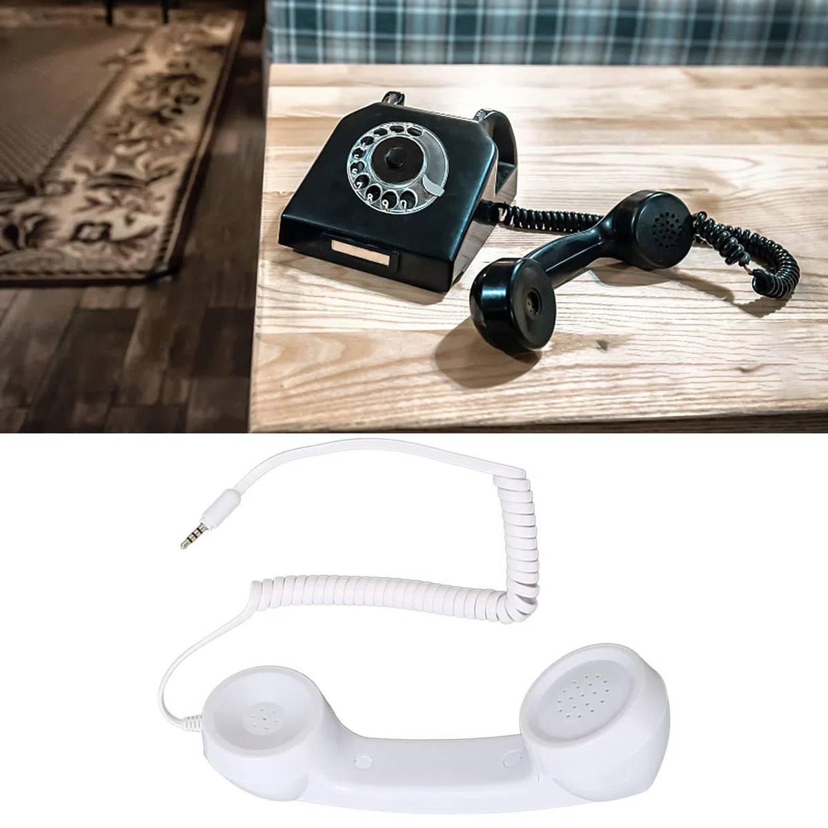Ricevitore Telefonico retrò, Ricevitore Portatile Resistente Alle Radiazioni con Pulsante di Risposta One Touch, Spina da 3,5 Mm, Cavo a Spirale da 1 M per Genitori e Nonni