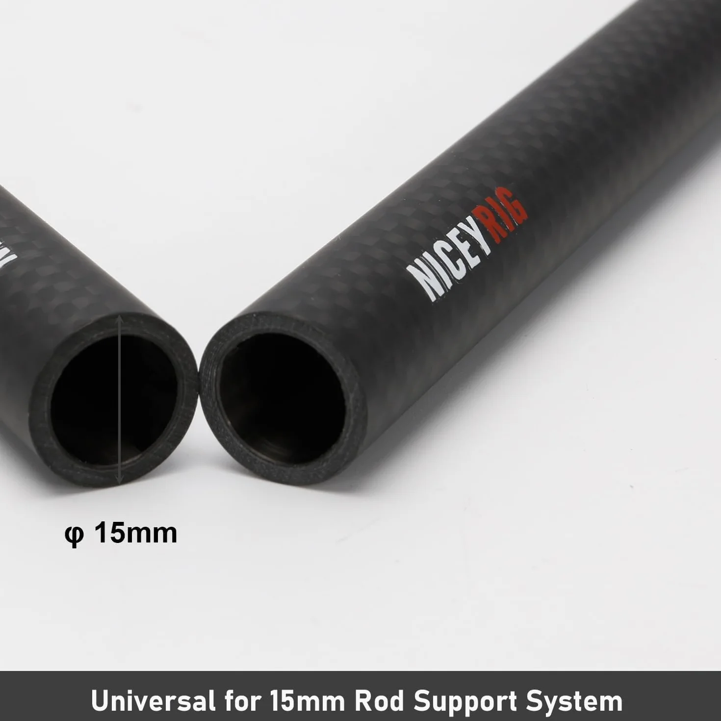 NICEYRIG 15 mm Rods in fibra di carbonio, 40 cm e 15 mm Rod, sistema di supporto per binario per DSLR, gabbia stabilizzatore per fotocamera, scatola opaca, piastra di base -555