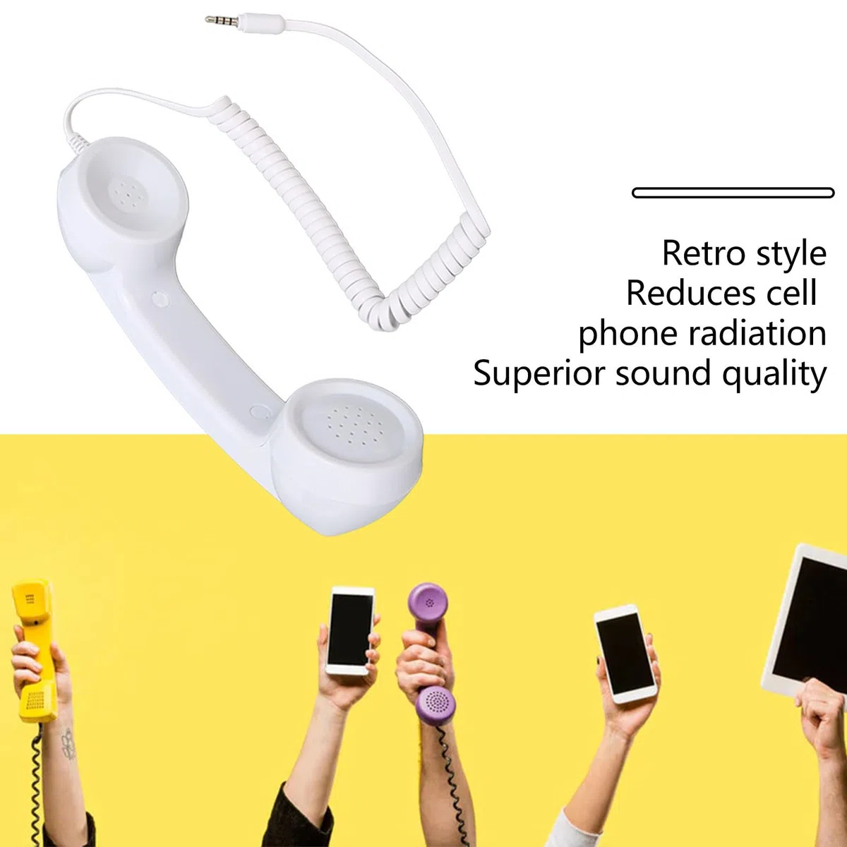 Ricevitore Telefonico retrò, Ricevitore Portatile Resistente Alle Radiazioni con Pulsante di Risposta One Touch, Spina da 3,5 Mm, Cavo a Spirale da 1 M per Genitori e Nonni