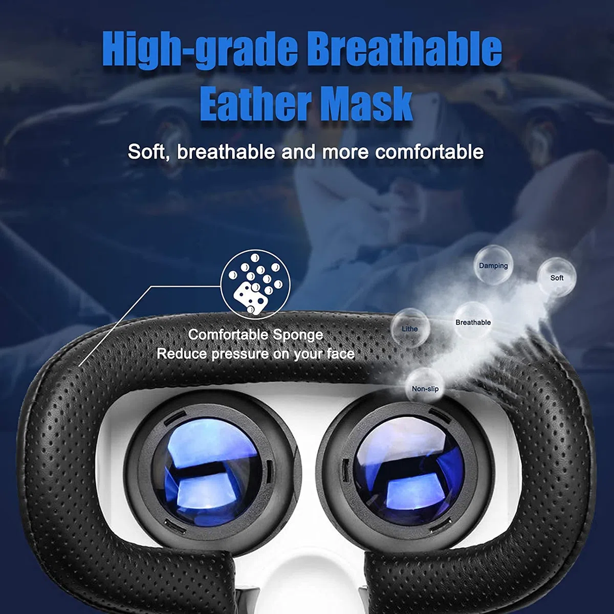 Cuffie Occhiali 3D VR con controller regolabile Supporto per realtà virtuale Protezione degli occhi Blu-ray HD da 5-7 pollici per telefono cellulare Android (bianco)