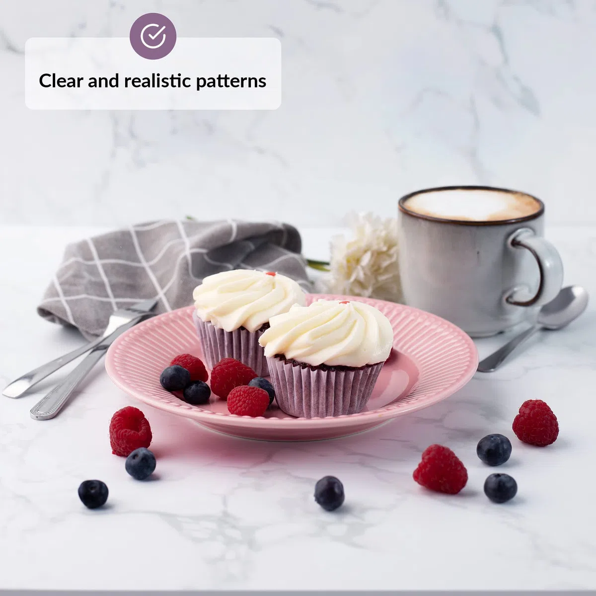 2 Pannello Di Fondo Fotografico | 55x55 cm | Sfondo Realistico Per Foto | Fondali Fotografia Per Cibo | Sfondi Fotografici Food Replica | Backdrop Board Big (Marble & Grey, Big)