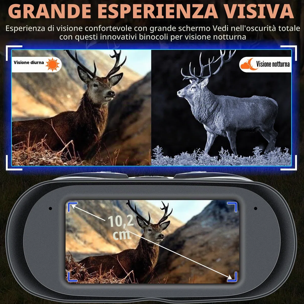 4K Visore Notturno Binocolo Visione Notturna Professionale Potente, Cannocchiale Infrarossi Foto Video HD, Batteria 7000mAh, Portata 800M per Caccia e Campeggio