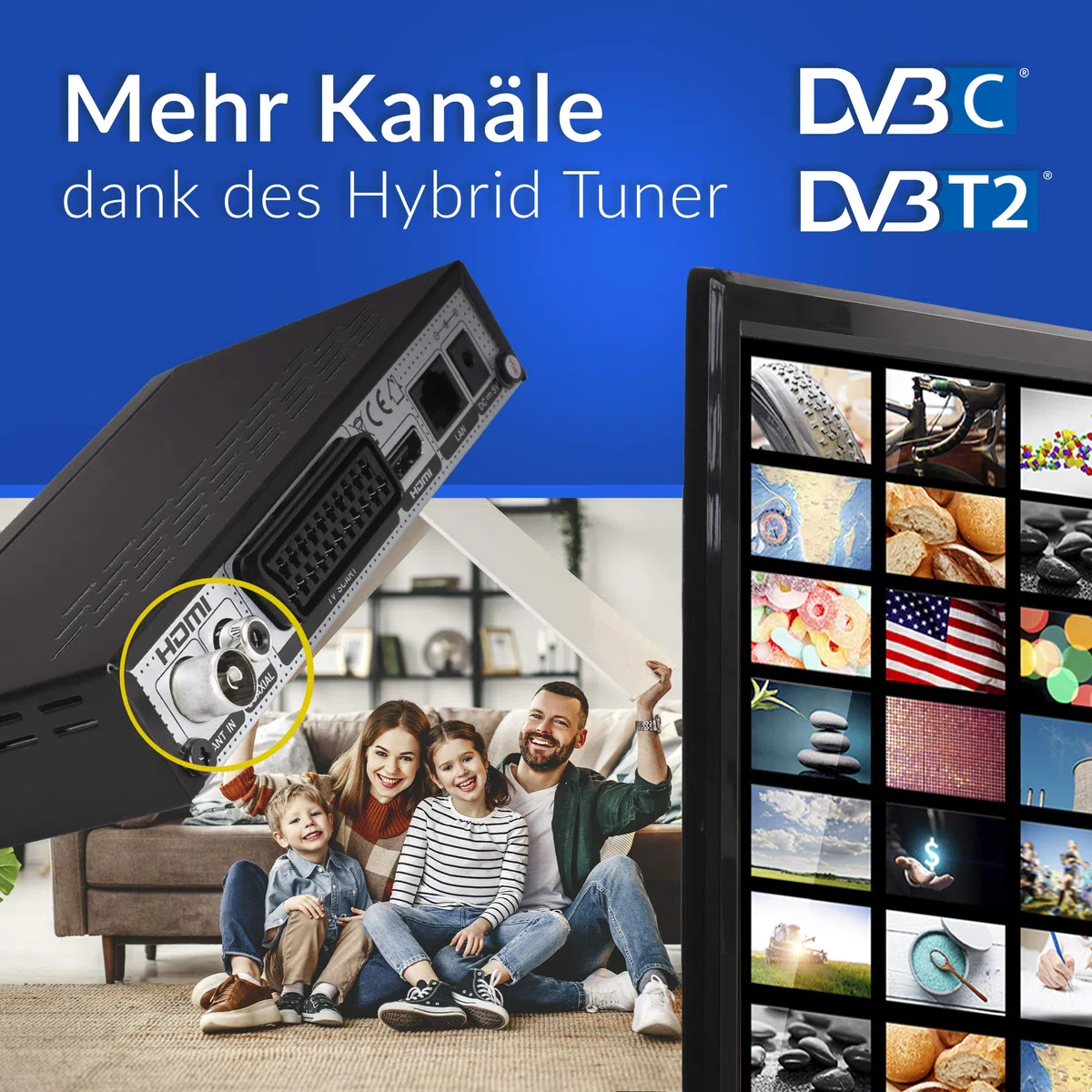 Anadol HD 555c - DVB-T2 / DVB-C / C2 HDTV - Ricevitore via cavo per TV digitale - Funzione registrazione PVR Timeshift