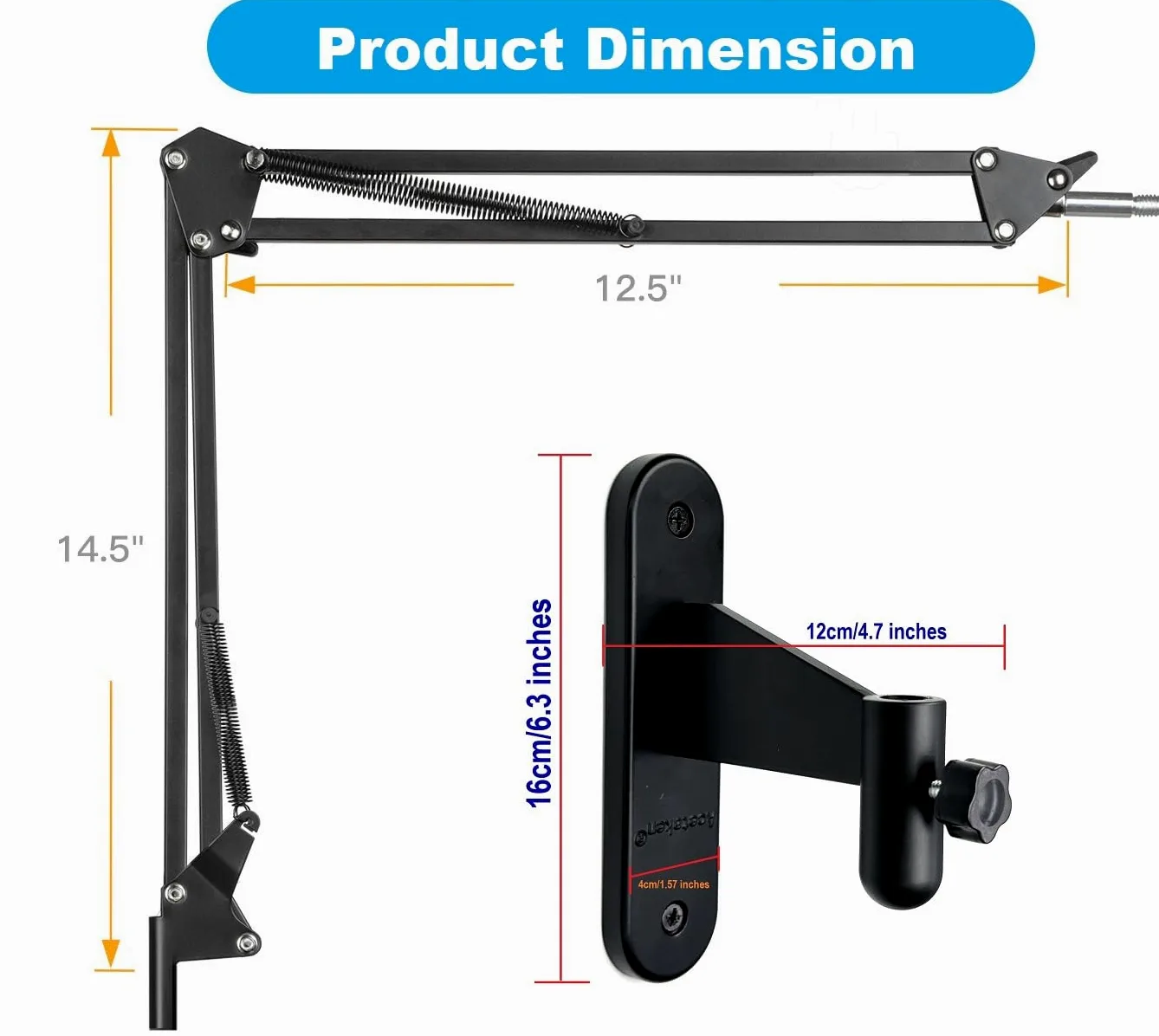 Supporto per telefono da parete con luce ad anello, 28 cm, luce per selfie con braccio a parete compatibile con Samsung e iPhone 16 15 14 13 12 11 Xr Xs X pro max