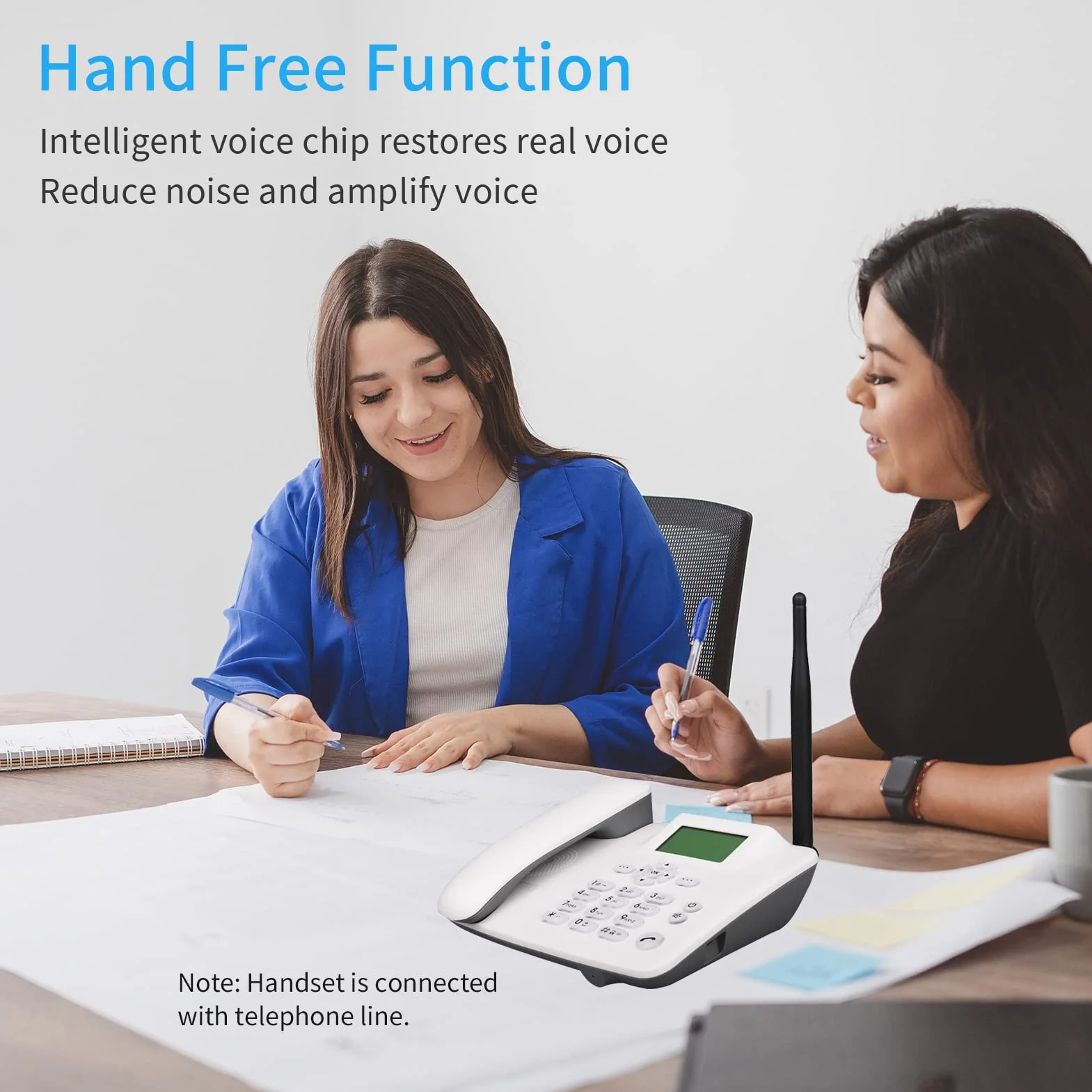 Telefono con scheda Sim gsm,Telefono senza fili fisso per telefono da scrivania 2 g supporto gsm 850/900/1800/1900 MHz Telefono con radio orologio funzione SMS per la casa Call Center