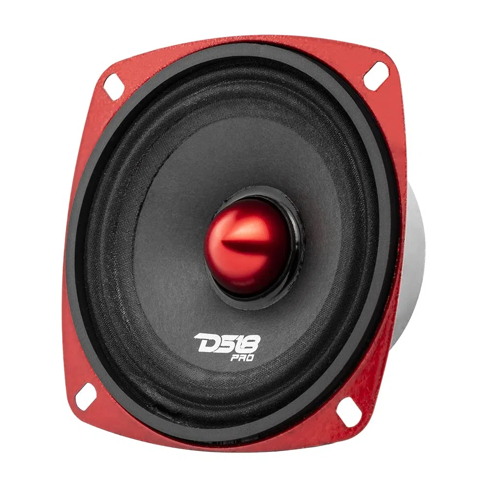 DS18 1 PRO-X4.4BMSL midrange diffusore da 10 cm 100 mm 4" di diametro, 100 watt rms e 200 watt max, impedenza 4 ohm, 89 db, portiere sportelli, per auto, 1 pezzo