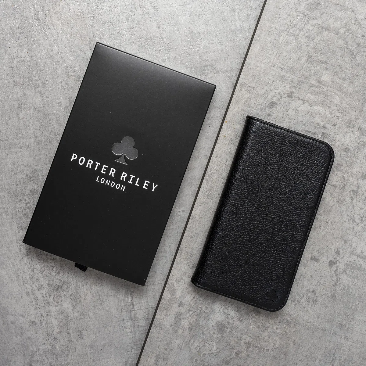 Porter Riley Custodia in Pelle per Iphone X/Iphone Xs. Supporto/Copertura/Portafoglio [Slot Per Schede] [Supporto Orizzontale] [Telaio Resistente] (Nero Assoluto)