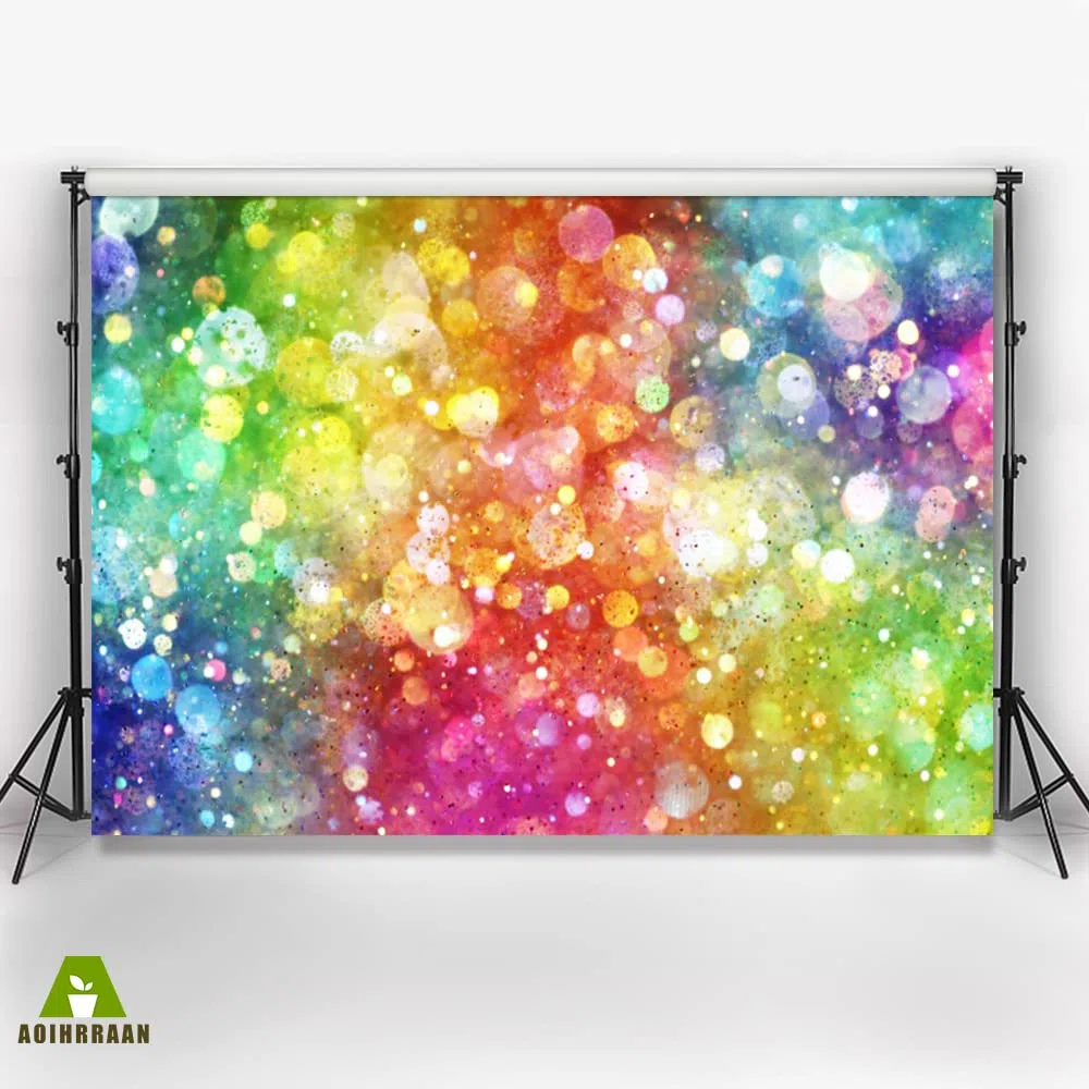 Aoihrraan 3x2m Bokeh Halos Sfondo Colorato Glitter Sparkle Paillettes Scena Fotografia Sfondo Capodanno Famliy Decorazione per Feste Matrimonio Spara Bambini Adulti Ritratto Personale Foto Prop
