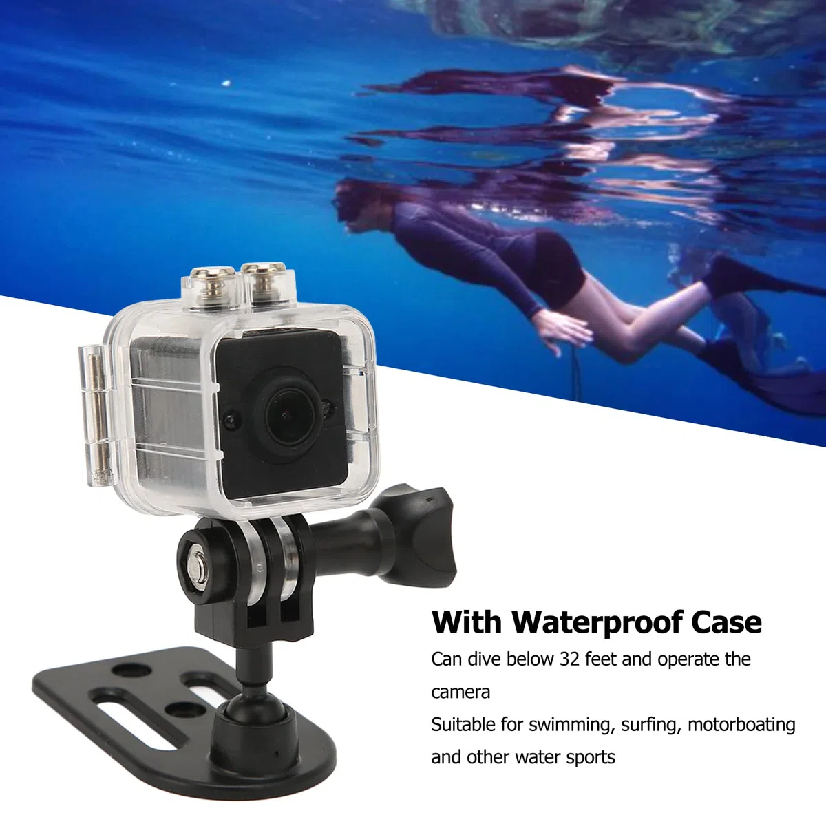 VBESTLIFE Action Camera, 1080P 12MP 32ft Fotocamera Subacquea Impermeabile, Videocamera Subacquea Sportiva, WiFi Fotocamera Sportiva Subacquea DV Camera, 155 Gradi Night Vision Lens, per Nuoto Surf
