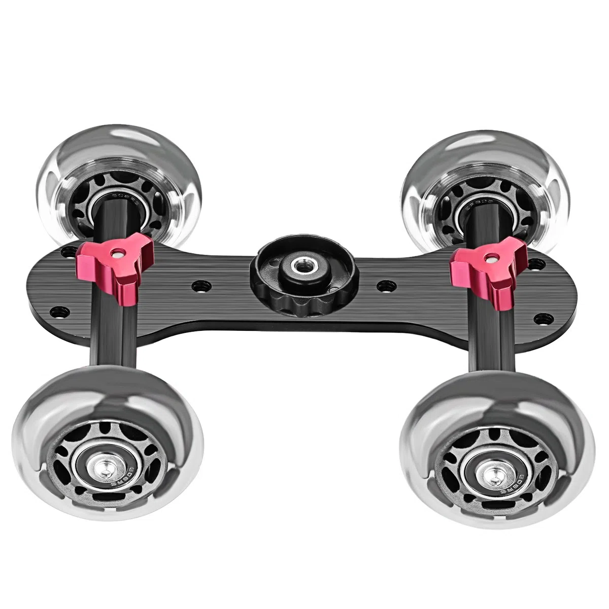 Neewer Carrello scorrevole da tavolo per fotocamera in scala con capacità di carico di 10 kg, aste in alluminio, ruote in gomma girevoli da 1/4" 3/8", filettatura a vite per videocamere DSLR (nero)