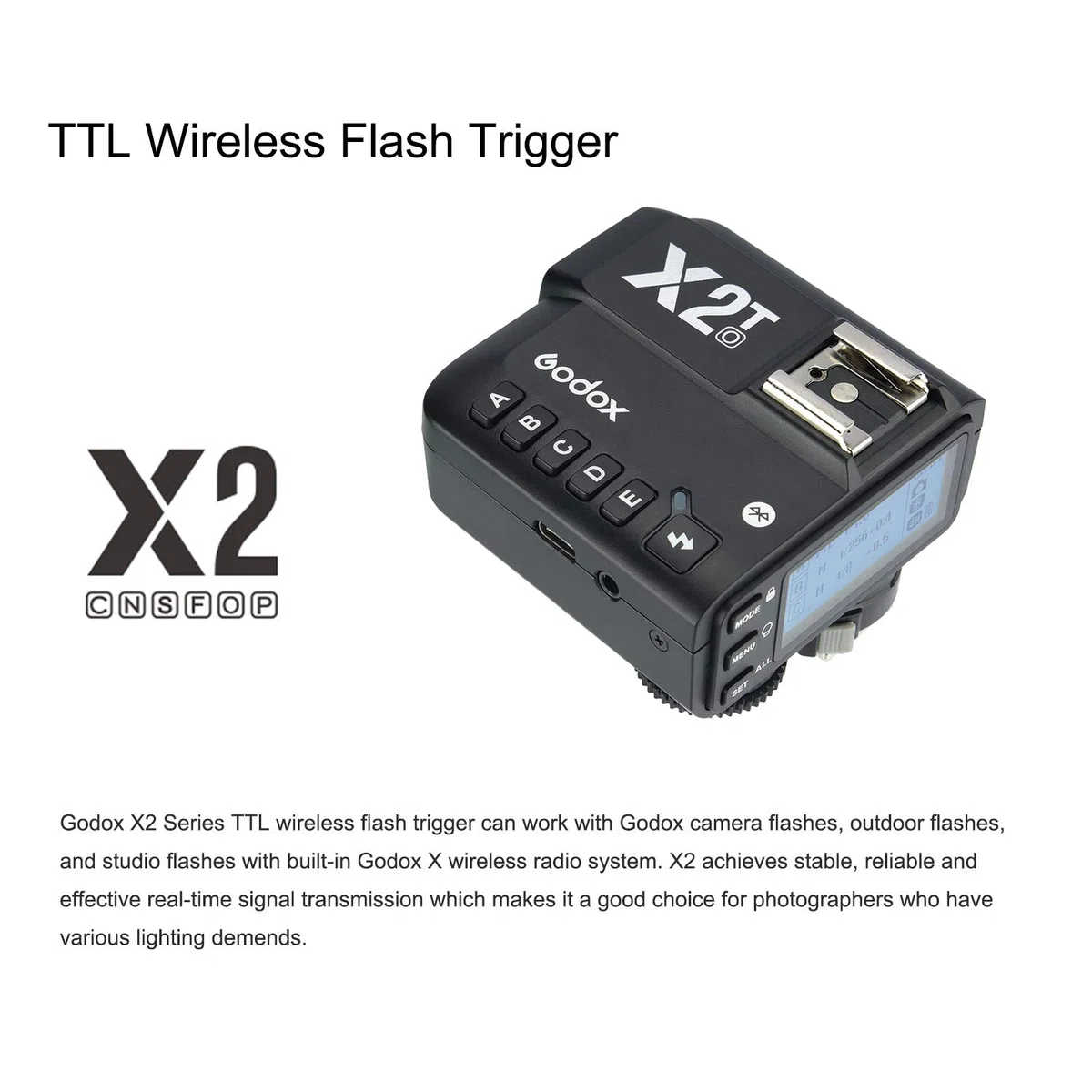 Godox X2T-O TTL Wireless Flash Trigger per Olympus Panasonic, 1 / 8000s HSS, Sale MTC, 5 Separate Bottoni Gruppo, trasferito Control-Ruota, Godox V1 AD200 AD200Pro TT685O TT350O V860II-O TT600