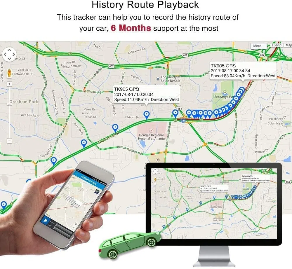 Winnes GPS Tracker per Auto 5000mAh Localizzatore Magnetico Anti-Furto con App Gratuita Senza Abbonamento, Geo-fence Alarm Impermeabile Portatile per Auto Moto Camion TK905