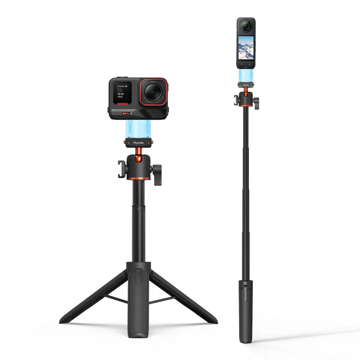 Treppiede per Insta360 X5 ACE Pro 2, bastone per selfie da 21 pollici, asta di estensione a sgancio rapido, mini tavolo da scrivania, impugnatura portatile, supporto con slitta fredda per Insta 360 X5