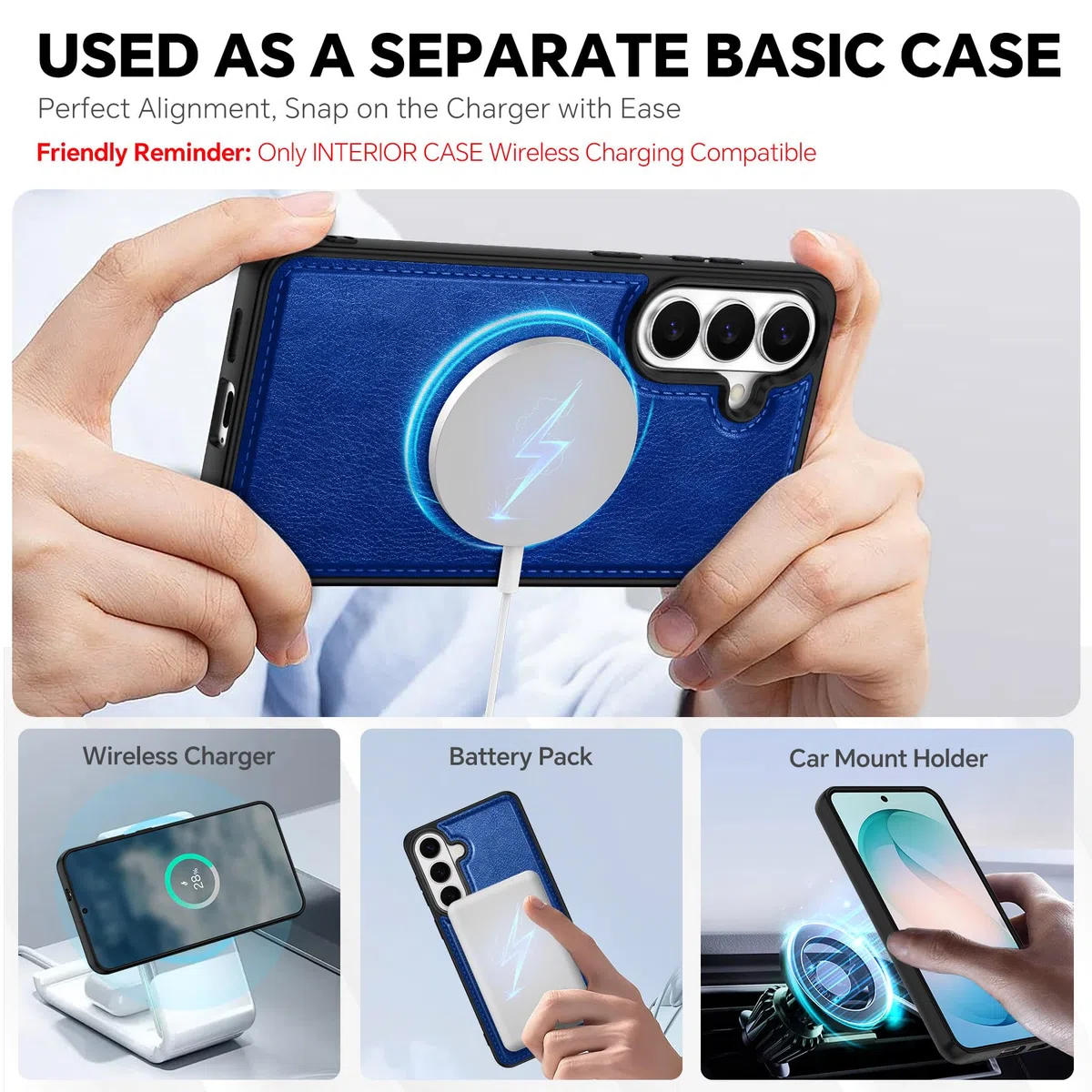 TUCCH Custodia per Galaxy S26, 2-in-1 Staccabile Cinturino Cover Blocco RFID Portafoglio Slot Carte Protezione Pelle Sintetica TPU Supporto Cover per Galaxy S26 (6,3" 2026), Blu Zaffiro Testurizzato
