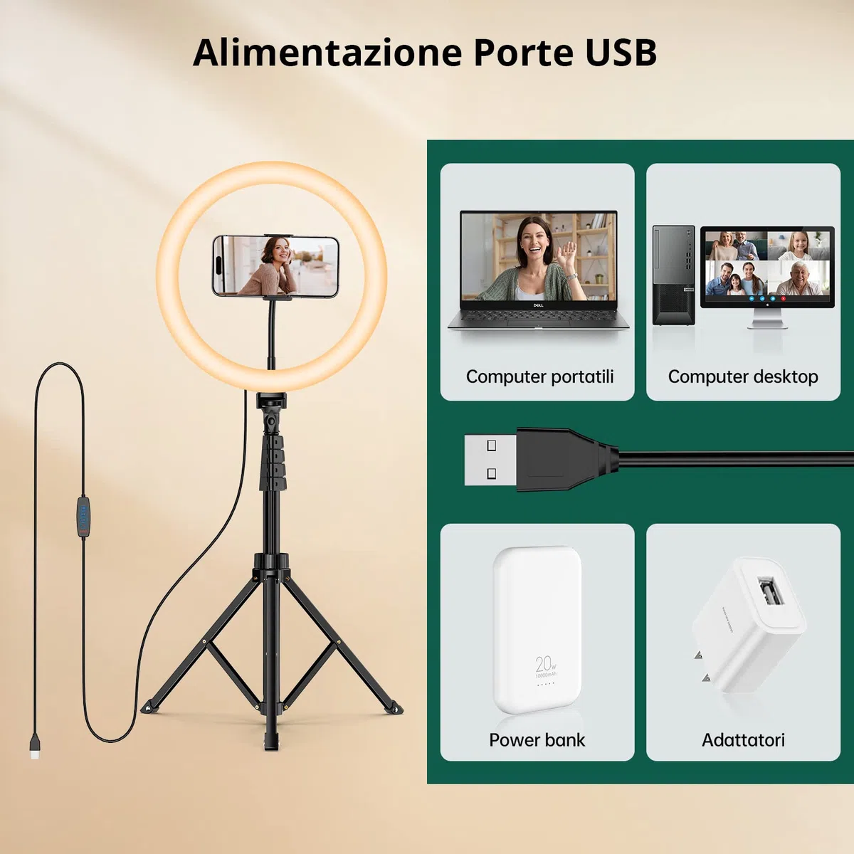 ATUMTEK Ring Light 12" con Treppiede 160 cm, 3 Modalità di Colore & 10 Livelli di Luminosità, Luce LED per Selfie, Trucco, Fotografia, YouTube, Streaming e Video