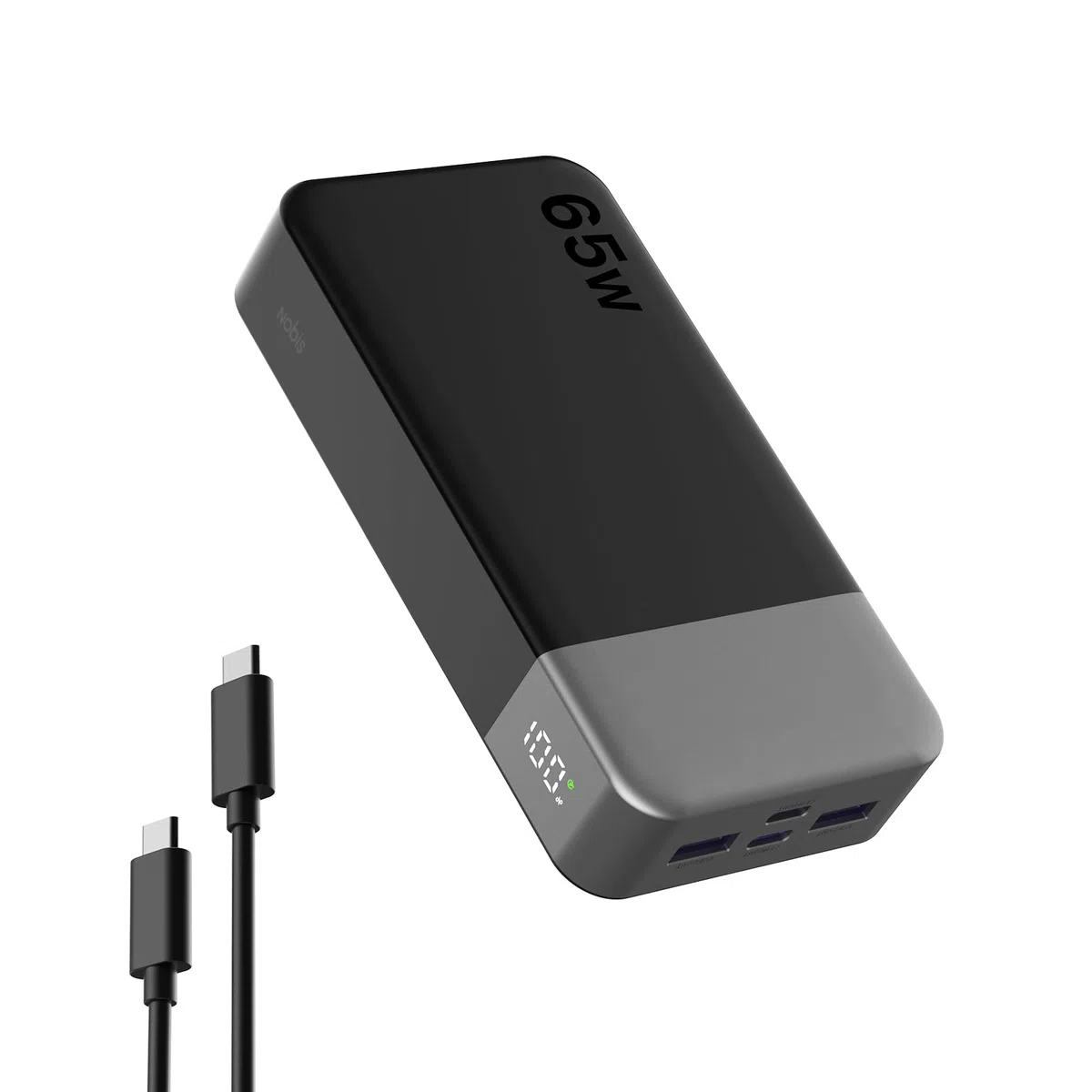 NOBIS Power Bank 20000mAh PowerBank 65W, Caricatore Portatile Ricarica Rapida Bidirezionale, 4 Porte USB-C/USB-A, Display Digitale, Ampia Compatibilità, Modalità a Bassa Corrente & Protezione Completa