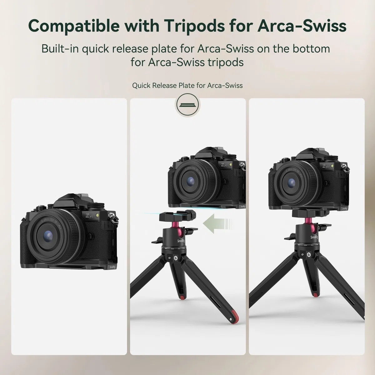 SMALLRIG Z fc Impugnatura, Impugnatura a Forma di L per Nikon Z fc (nera), con Foro Filettato 1/4"-20, Cold Shoe, Piastra a Sgancio Rapido per Arca, Leggera e Confortevole - 4263