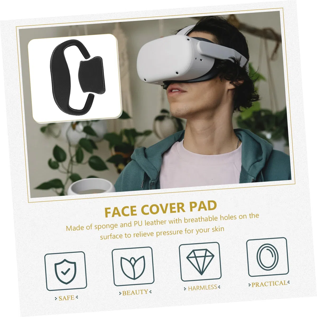 Hemobllo 4 Set Maschera Per Gli Occhi Di Cristallo Cuscino Facciale Per Cuffie Vr Tampone Accessorio Di Comfort Vr Accessorio Vr Accessorio Per Giochi Vr Pelle