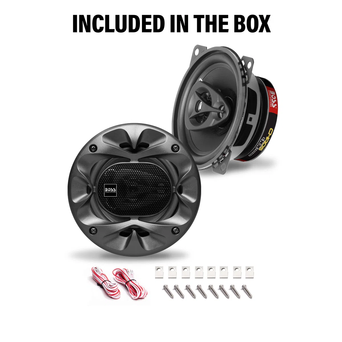 BOSS Audio Systems 2 CH4230B altoparlanti coassiali neri 3 vie da 10 cm 4" 112.5 watt rms e 225 watt max impedenza 4 ohm portiere sportelli auto, sospensione in gomma, a coppia