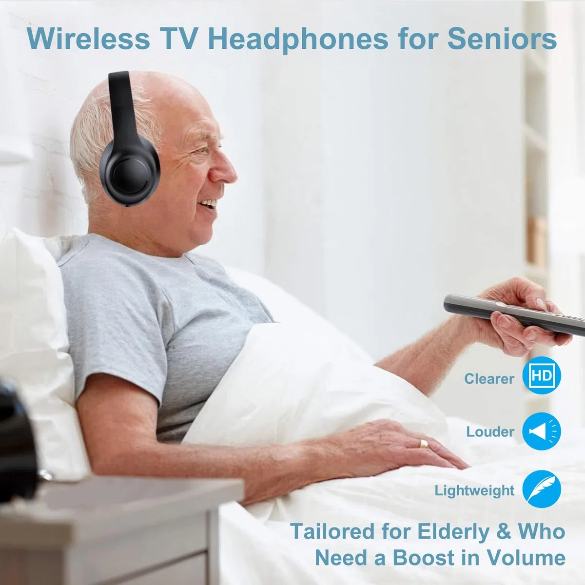 Cuffie TV Wireless per Anziani con ANC, Bluetooth 5.3 & Trasmettitore 3-in-1 (USB/RCA/AUX) per TV Non-Bluetooth, 35 Ore Autonomia, 220g Leggere Pieghevoli, Regalo per Genitori Anziani