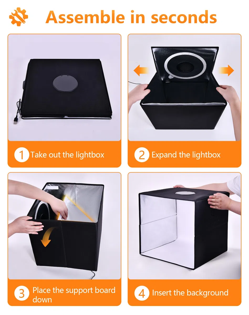 STN Box Fotografico 30 * 30 * 30cm Set Portatile 5500K CRI 95 Luce anulare dimmerabile a 112 LED Con 6 colori Sfondo