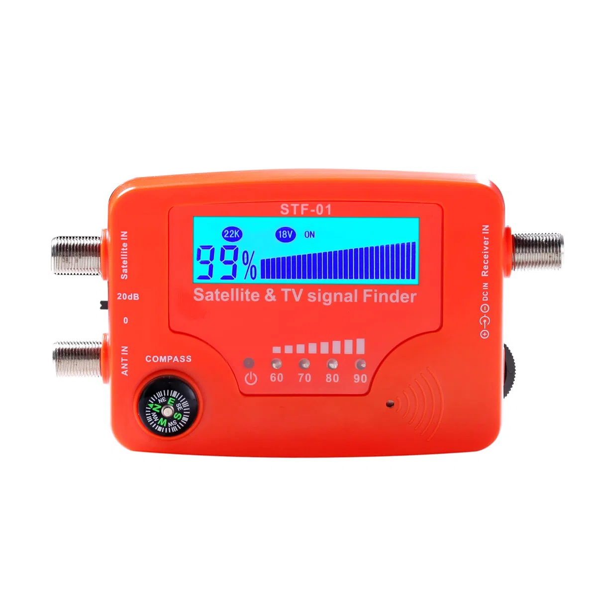 HUIOP 2 in 1 Rilevatore di segnale satellitare e TV LCD Rilevatore di segnale satellitare digitale portatile Misuratore di del segnale dell'antenna TV Rilevatore di segnale con bussola e allarme