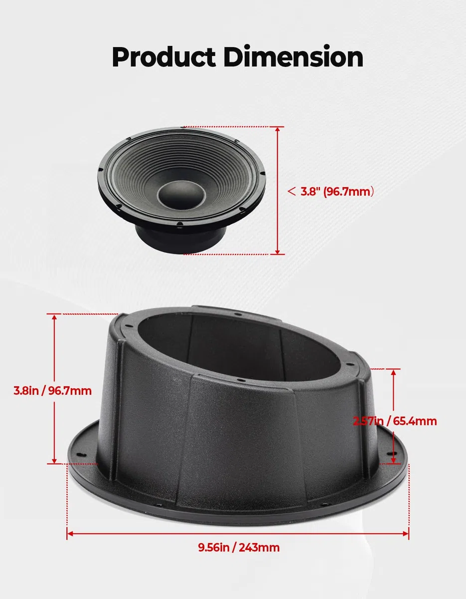 KEMIMOTO 1 contenitore per altoparlanti da 16,5 cm, universale, angolato, per altoparlanti da 16,5 cm, compatibile con UTV, camper, auto, barche, tronchi, rimorchi, montaggio superficiale da 24 cm