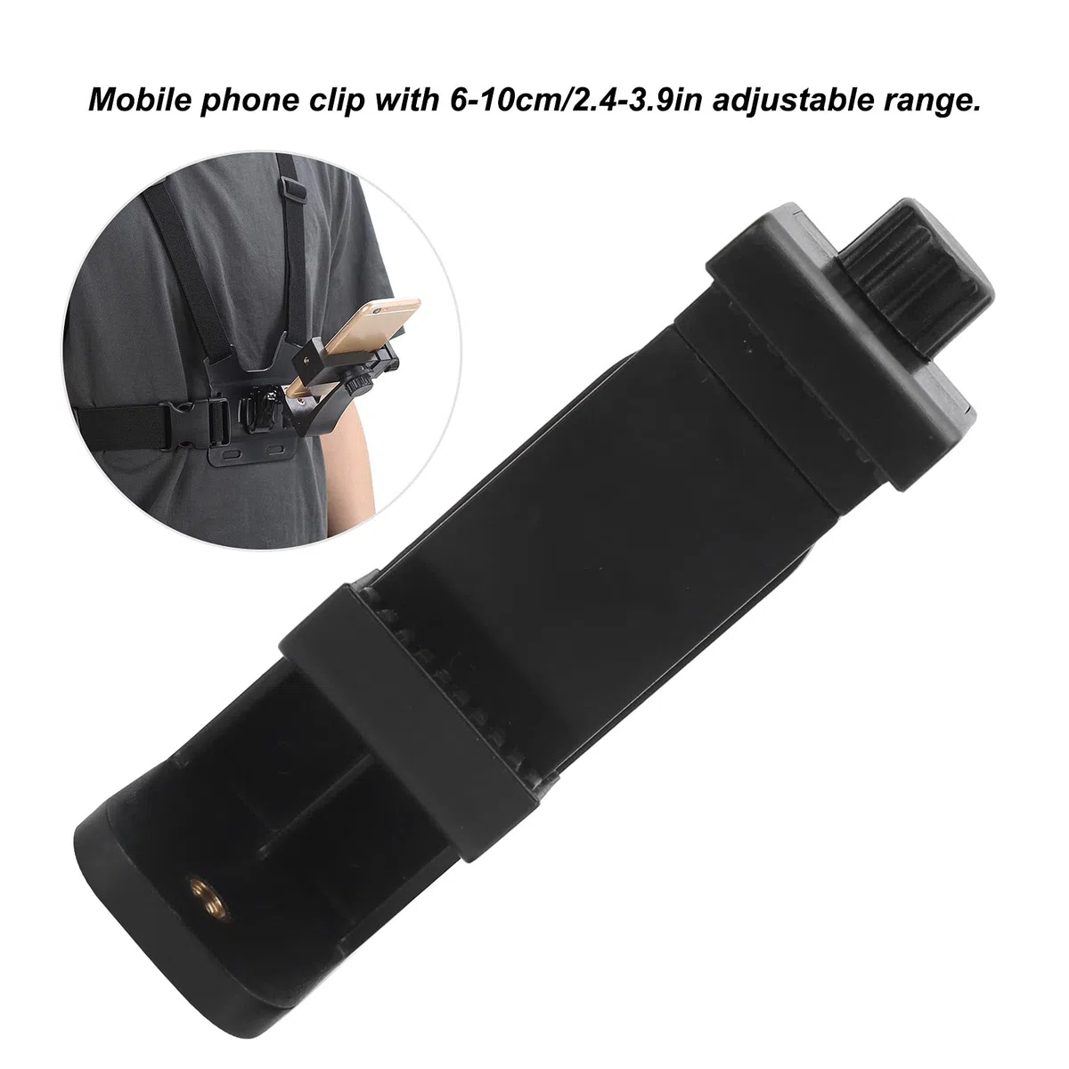Fascia Toracica Porta Cellulare Universale con Doppia Barra di Fissaggio Angolo Regolabile 145 Gradi per Telefoni da 6 a 10 cm Compatibile