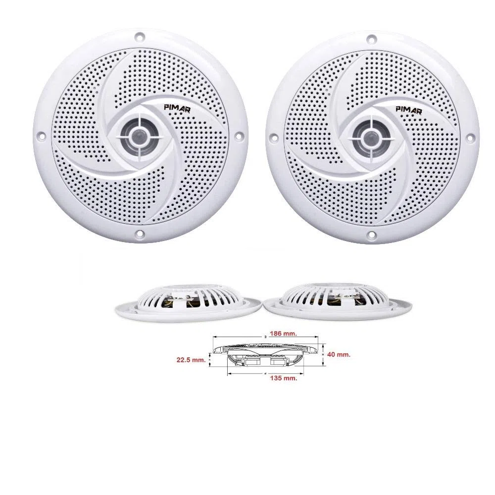 PIMAR Coppia di casse marine Slim 60W accessori barca nautica