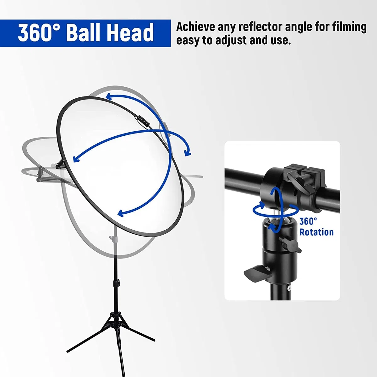 NEEWER Braccio telescopico estensibile per riflettore da 70,9 cm a 120 cm, braccio girevole a 360 gradi, per fotografia di prodotti e ritratti, ideale per studio fotografico e fotografia all'aperto