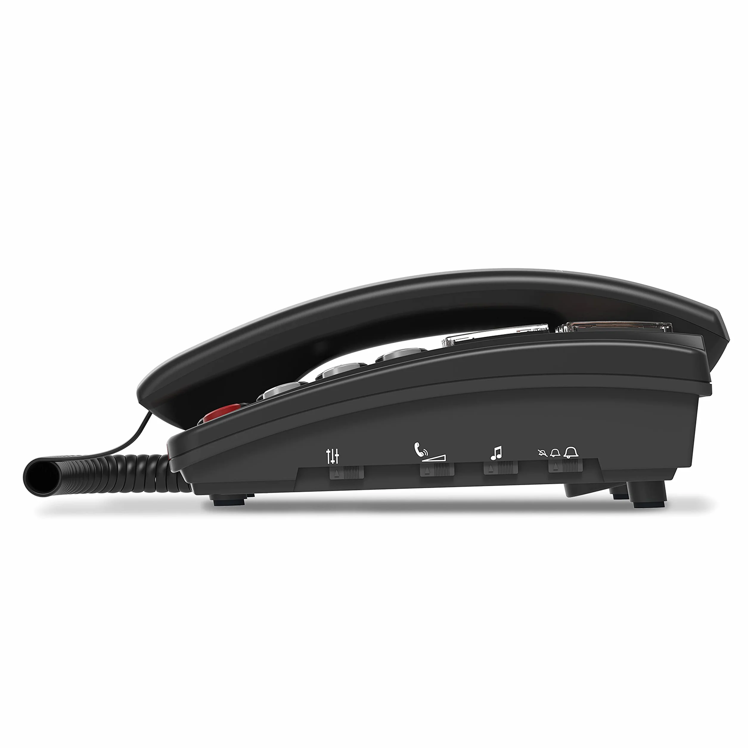 Amplicomms BigTel 40 Plus, telefono con cavo a pulsante grande, sei pulsanti di selezione diretta per foto, potenziamento audio 40dB, suonerie extra forti, compatibile con apparecchi acustici