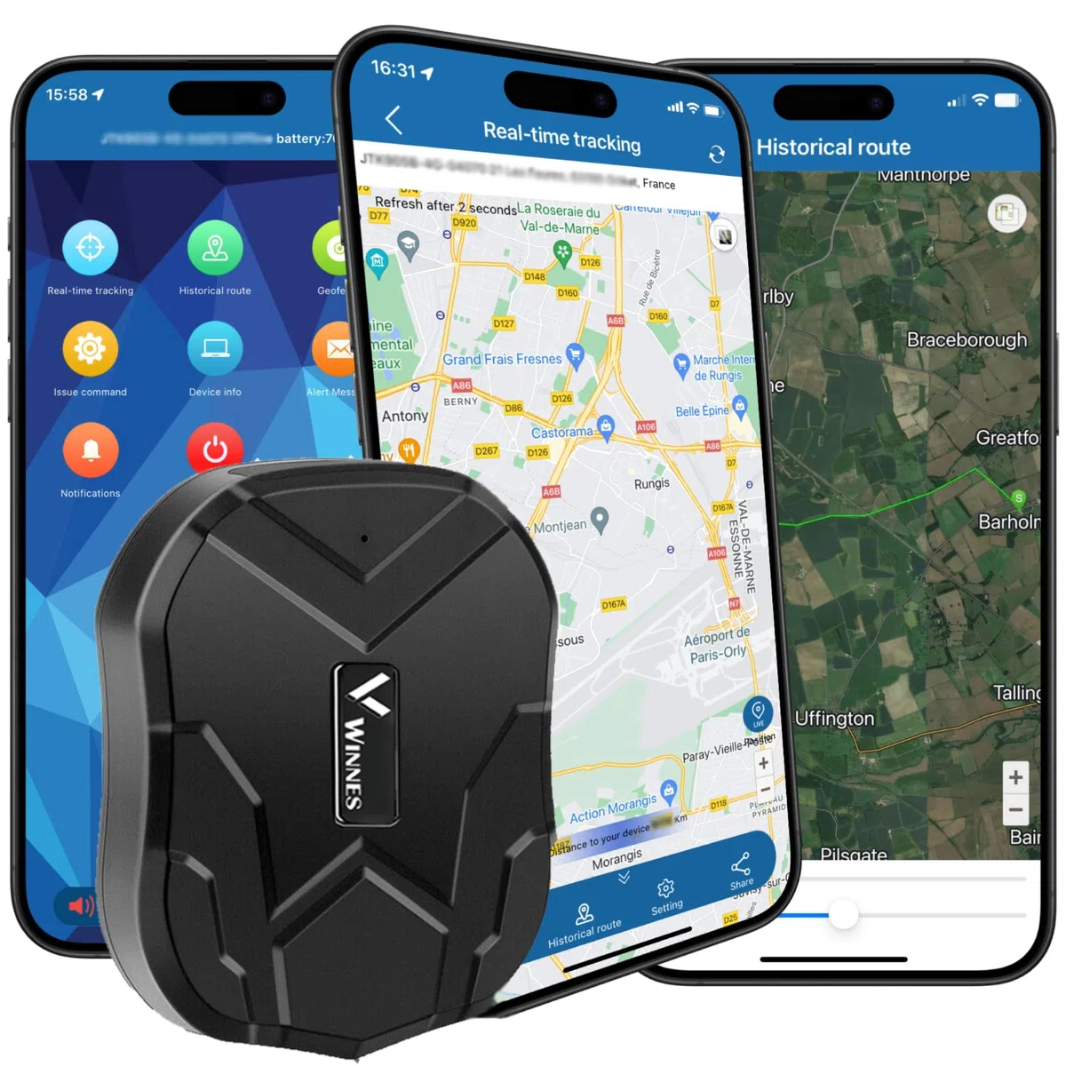 Winnes GPS Tracker per Auto 5000mAh Localizzatore Magnetico Anti-Furto con App Gratuita Senza Abbonamento, Geo-fence Alarm Impermeabile Portatile per Auto Moto Camion TK905