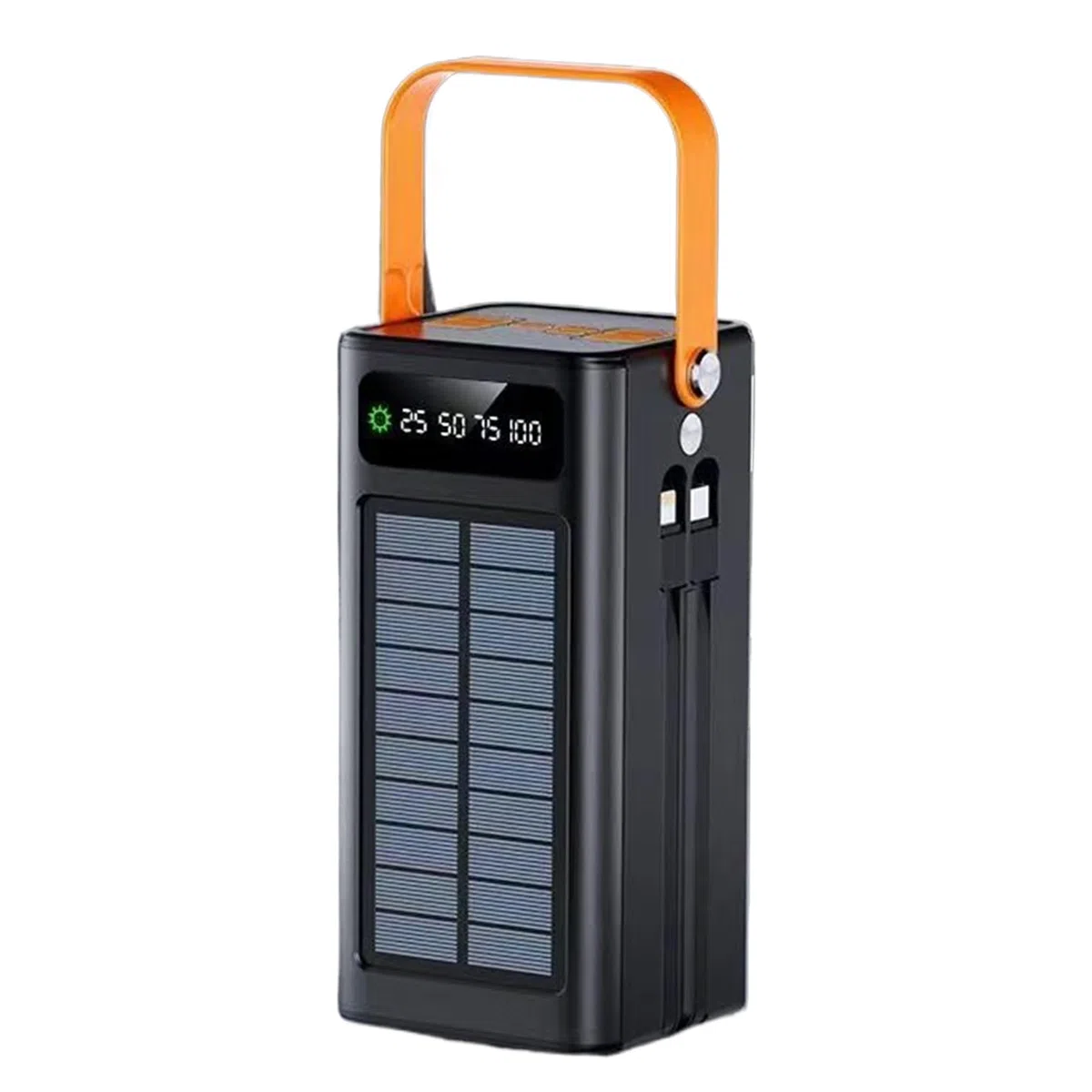 Batteria esterna solare, pacco esterno da 120W, 50000mAh attrezzatura di sopravvivenza con torcia e cavi integrati, unità di ricarica portatile per tutti i dispositivi mobili, viaggi, campeggio ed