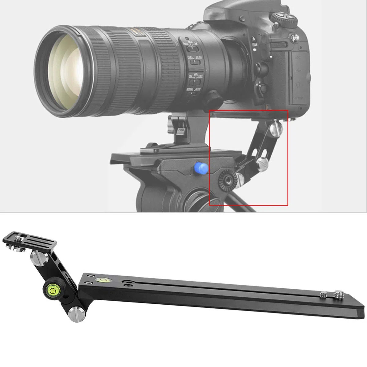 Supporto per teleobiettivo, Staffa per teleobiettivo portatile Supporto per obiettivo pieghevole in metallo con messa a fuoco lunga Supporto per obiettivo zoom per morsetto per (F250-50)