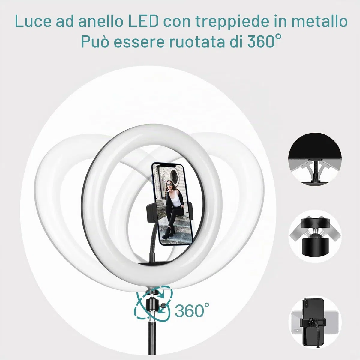 Ring Light Luce ad Anello Led da 10" con Treppiede Luce per Selfie con Telecomando Wireless, con 3 Modalità di illuminazione e 10 Luminosità per Youtube, TikTok, Streaming live, Trucco e video