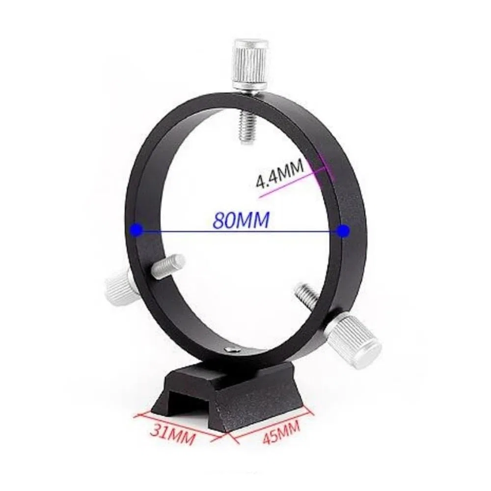 Accessori per telescopi Set di anelli guida da 80 mm, anello guida astronomico a tre punti, 1 piastra, 1 anello, 4 viti, colore rosso e nero Oculare per telescopio(Schwarz)