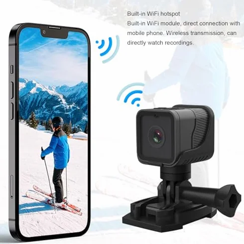 Denash Telecamera per Manubrio Bici, Registratore per Bicicletta Impermeabile 1080P, Telecamera per Sport All'aria Aperta Wi-Fi Anti-vibrazione Grandangolare da 120 Gradi