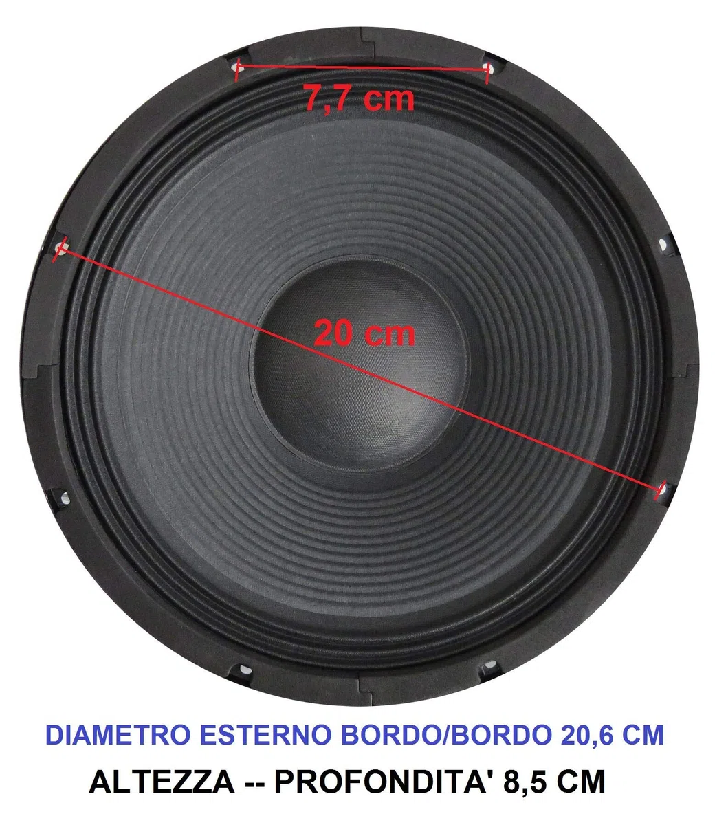 COPPIA WOOFER 20 CM 8 o 4 Ohm 300W x 2 - ALTOPARLANTE 8" 21 CM x casse acustiche o auto (scegli l'impedenza che ti serve) (4 Ohm)